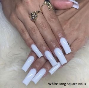 white long square nails